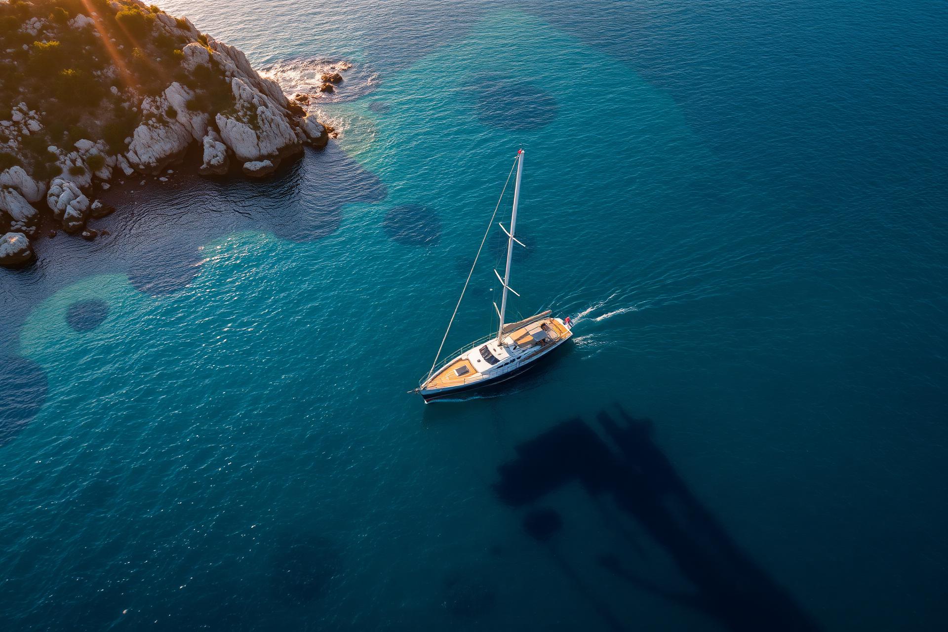 Sailing yacht on turquoise Adriatic waters near the Croatian coast